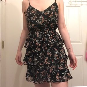 Windsor Black Floral Ruffle Dress